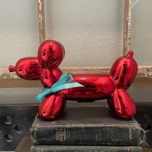 Red metallic balloon dog bank
